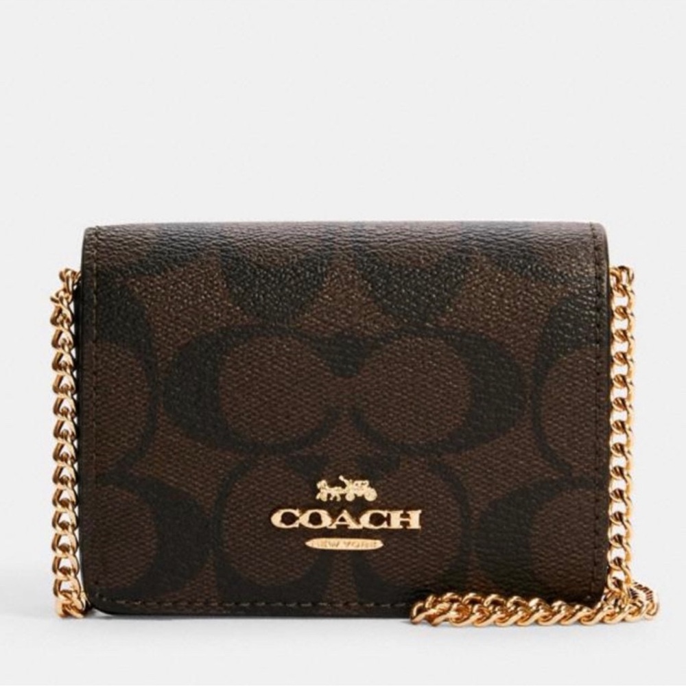 Coach mini card case on chain